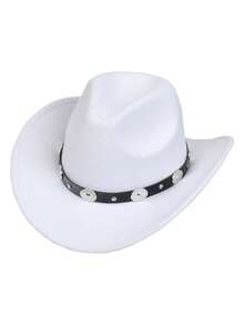 Unisex Western Cowboy Hat, Classic Rolled Brim Fedora, With Buckle Belt - Multicolor - View 19