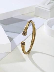 1pc Vintage Carved Lotus Design Bracelet, Unisex Classic Jewelry, With Elegant Charm And Street Casual Style Men's Cuff, Women's Wristband, Suitable For Daily Wear Party Gift - Open Bracelet - View 3