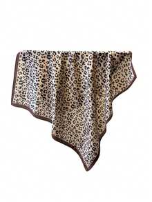 1 Stück Damen Retro Leopardenmuster dünner quadratischer Kunstseidenschal, leicht für Frühling/Sommer tägliche Kleidung und Kleidungszubehör - Kaffee mit Leopardenmuster - Übersicht 8