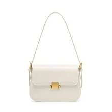 High-End Niche Design Genuine Leather Women's Underarm Bag, Spring/Summer Fashion Tofu Bag, Shoulder And Crossbody Bag - Grayish White - View 10