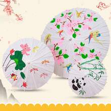 1pc Blank Lacquered Oil Paper Umbrella Wholesale, DIY White Handpainted Umbrella - White - View 10