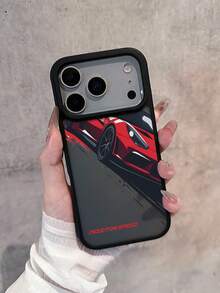 1pc Black Matte Transparent Phone Case With Red Sports Car Design, Compatible With IPhone 17, 17 Pro, 17 Air, 17 Pro Max, 11, 11 Pro, 11 Pro Max, 12, 12 Pro, 12 Pro Max, 13, 13 Pro, 13 Pro Max, 14, 14 Pro, 14 Plus, 14 Pro Max, 15, 15 Pro, 15 Plus, 16, 16 Pro, 16 Pro Max, 16 Plus - Black - View 3