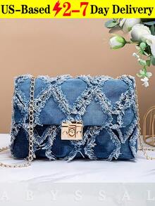 Spring 2026 Women's Tie Dye Denim Crossbody Bag -Inspired Quilted Chain Bag For Travel & Date,High Quality Spring Denim Shoulder Bag Unique Tie Dye Small Square Bag Perfect For Gift & Holiday,Shoulder Bag Ideal Gift For Her & Daily Use,Viral  Style Bag! Quilted Zebra Tie-Dye Denim Crossbody Bag For Women, Multiway Chain Strap Shoulder Purse | Y2K Must-Have,Unique Design Tie Dye Denim Underarm Bag High Quality Chain Shoulder Bag Versatile For Jeans & Dresses,Valentine's Day,[US Local Warehouse] - 彩色 - 查看 12
