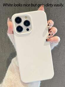Large Hole White Candy Simple Solid Color Phone Protective Case Frosted Creative Anti-Fall Phone Case Compatible With IPhone 11 12 13 14 15 16plus 13promax XR 16 14plus 14promax 13pro Mini - White - View 3