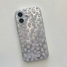 Fashionable Leopard Print Silver Protective Phone Case, Suitable For IPhone 17/16 Pro, Double-Layer Hard Shell, Anti-Fall, Stylish Girl Phone Cover - Multicolor - View 4