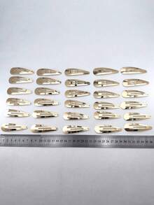 30pcs Gold Metal Water Drop Shaped DIY BB Clips, Minimalist Style Casual Hair Clips, Hair Accessories, School Supplies - Gold - View 14
