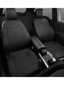 4/9pcs PU Leather Car Seat Covers, Waterproof Seat Protectors, Breathable Seat Covers, Universal Fit For Most Sedans, SUVs, Trucks, Luxury Ventilated Front Seat Covers With Lumbar Support, Rear Seat Covers. 9pcs Set Includes: 2 Front Seat Covers, 1 Backrest Cover, 1 Rear Seat Cover, 5 Headrest Covers. 4pcs Set Includes: 2 Front Seat Covers, 2 Headrest Covers. - Style B - View 7