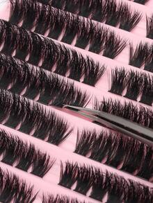 100P Fluffy False Eyelashes, 160 Clusters Super Thick & Voluminous, European & American Cat Eye Style, Natural & Fluttery, 10-18mm Mixed Length For 3D Dramatic Eye Makeup. Easy Application For Beginners, Soft & Lightweight, Suitable For Daily, Party, And Photography. High Cost-Effective Practical Choice, Great For Self-Use Or Thoughtful Holiday Gift. - D - View 6
