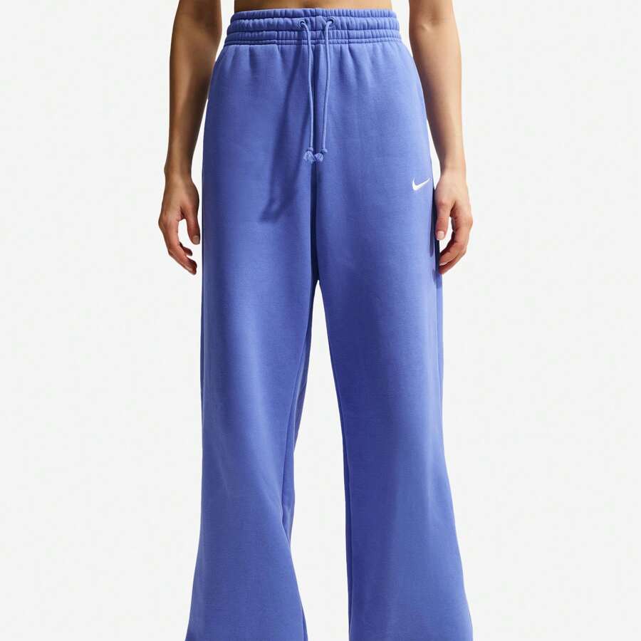 Nike Phoenix Fleece High Rise Wide Pants Women's Sail/Lt Medium Blue ...