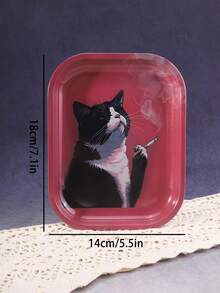 1个牛猫图案卷烟托盘，绝佳的卷烟工具，理想的节日礼物 - 印花款 - 查看 7