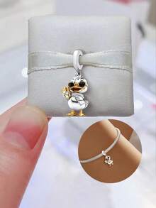 1 mặt dây chuyền hình vịt thời trang, thích hợp để làm vòng tay, lắc tay, trang sức DIY và phụ kiện hàng ngày cho nữ, lý tưởng cho các bạn gái. - Bạc - Xem 7