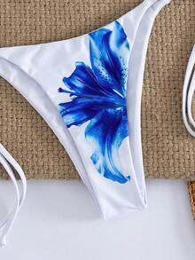 Bộ đồ mùa hè mới về: Áo croptop cổ chữ V in hoa gợi cảm và quần short, set 4 món phối hợp hoàn hảo cho kỳ nghỉ biển. - Xanh và trắng - Xem 8