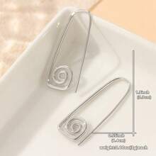 1 Pair Minimalist Vintage Spiral Geometric Earrings, Creative Earrings For Women's Daily Wear And Parties, Jewelry Gift For Holidays - Silver - View 8