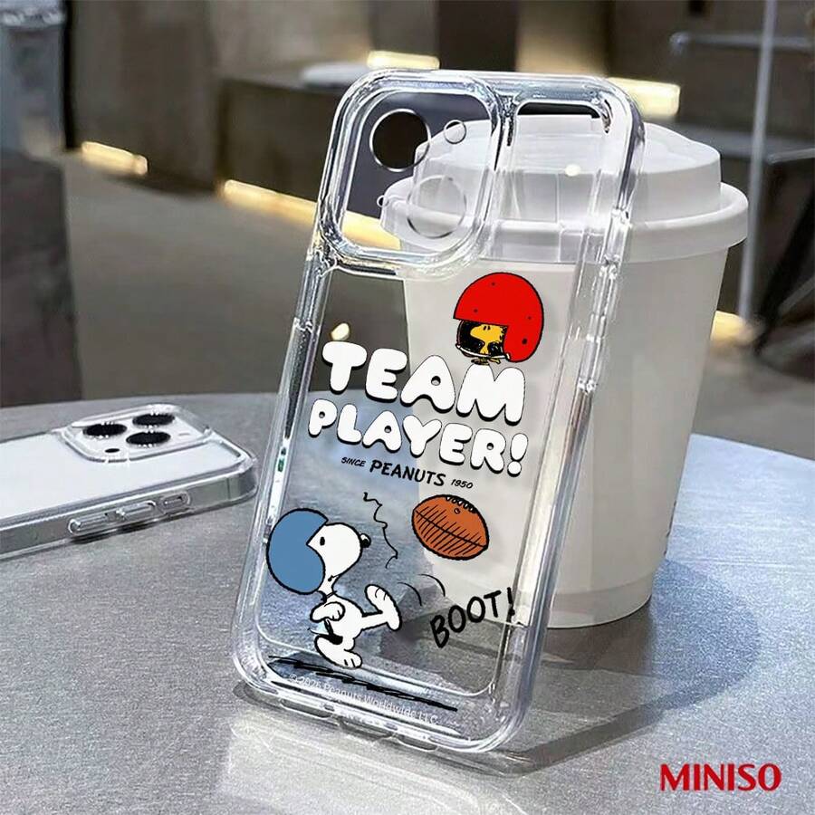 Miniso 名创优品史努比团队成员透明TPU手机壳，适用于iPhone 17/17 Pro/17 Pro Max/17 Air/16/15/14/13/12/11/X系列，iPhone 17 Pro Max手机壳，iPhone 17 Pro手机壳，iPhone 17手机壳，圣诞礼物，女朋友 - 無色 - 查看 1
