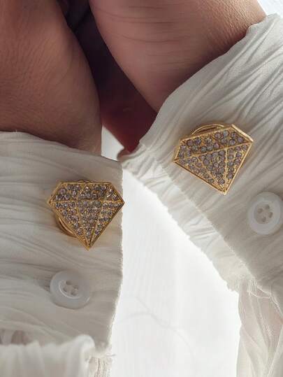 1pc/2pcs Shirt Diamond Button Set, Vintage Cufflink Clip Button, Suitable For Dresses, Weddings, Formal Wear Decoration, Clothing Accessories, Gifts And Christmas Party Decorations