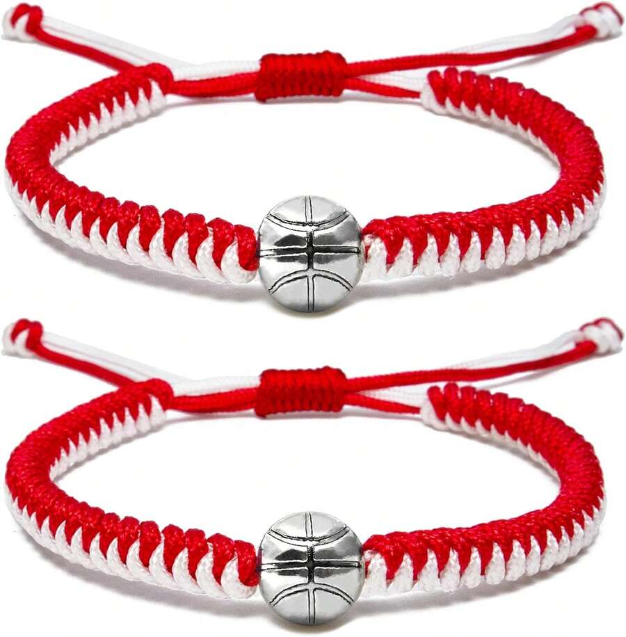MANYC Basketball Bracelets Adjustable For Boys, Girls, And Adults Handmade Gifts For Basketball Players - 隨機樣式3 - 查看 1