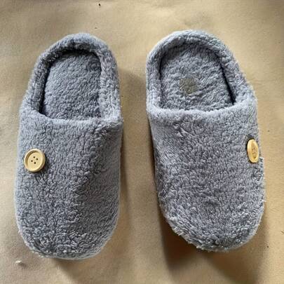 Dép đi trong nhà bằng da lộn mềm mại, cài nút, kiểu dáng thời trang mới, thoải mái và êm ái, phù hợp cho cả nam và nữ.