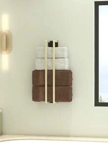 1pc Wall-Mounted Towel Rack, Space-Saving, Modern Design, Metal Material, Suitable For Bathroom In Modern Homes - Multicolor - View 9