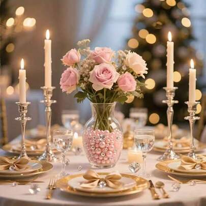 Bộ 200g hạt trang trí bình hoa với ngọc trai giả và kim cương giả nổi, kích thước hỗn hợp 10mm/16mm/20mm, dùng để trang trí bình hoa, trang trí đám cưới, trang trí nến nổi, trang trí trung tâm nhà cửa, phù hợp cho trang trí DIY đám cưới, sinh nhật, tiệc theo chủ đề, Ngày Valentine, Halloween và Giáng sinh (Bao gồm hạt nước).