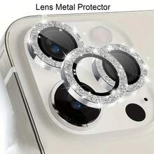 Bộ 3 miếng dán bảo vệ ống kính camera, tương thích với Apple 17/16/15/11/12/13/14, 15/11/12/13/14 Plus, ốp bảo vệ bằng kim loại, trong suốt độ nét cao. - Bạc - Xem 2