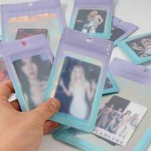 100 túi bảo vệ ảnh thần tượng, túi tự dán trong suốt màu xanh dương và tím hologram, túi niêm phong bằng nhôm hình âm dương, túi bảo vệ ảnh chống ẩm và bụi, màng bảo vệ ảnh K-Pop, túi chia ảnh tự in, túi đựng ảnh hologram thần tượng. - Xem 3