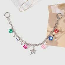 1 pièce Chaîne de sac personnalisée avec dés multicolores, avec décoration minimaliste en forme d'étoile. Convient comme pendentif de sac. Cadeau pour femme, mère, père, graduation et enseignant - Multicolore - Voir 6