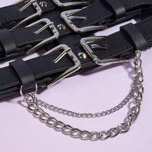 1 Peça Cinto Decorativo Preto Punk Feminino, Cinto Decorativo Versátil para Vestidos, Jaquetas, Verão - Multicolorido - Visão 3