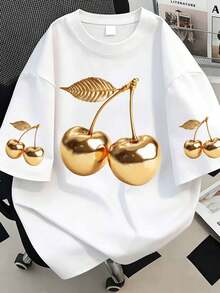 Áo thun ngắn tay phong cách đường phố dành cho nữ, màu trắng tinh, kiểu dáng dễ thương cho mùa hè, mang đến cảm giác nghỉ dưỡng. - trắng - Xem 1