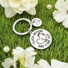 Funny Chicken Keychain, "Cluck Around And Find Out" Stainless Steel Keyring, Cute Cartoon Animal Pendant, Chicken Lover Creative Gift, Unisex Bag/Car Key Accessory - Multicolor - View 3