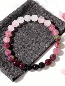3.2 女士手链，夏季优雅饰品，天然石手链，草莓石英粉色女士手链 - 淺粉色 - 查看 3