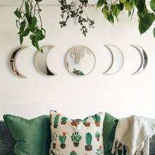 5pcs Moon Phase Mirror Set In Black/Beige - Modern Scandinavian Style, Acrylic & Faux Wood Crescent Wall Decor For Living Room, Bedroom - Chic Bohemian Non-Real Mirrors, Ideal For Home & Garden Houses, Mirror Wall Decor - Acrylic Moon Phase Mirror - View 12