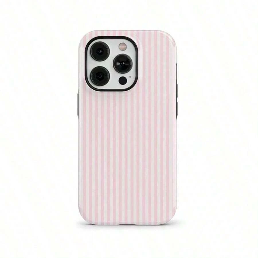Pink Striped Shock-Proof Phone, Suitable 17/16/15/14/13/12/11 Pro/Pro Plus/12/13, S26 S25 S24 S23 S22 S21 Plus Ultra - 淺粉紅色條紋 - 查看 1