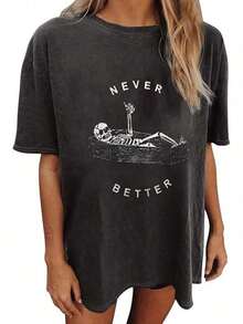 Women's Tops Letter Tee Graphic T-Shirts,Vintage Shirts For Women Cute Graphic Tee Spring Short Sleeve Tops Oversized Tshirts Unisex Halloween T-Shirt - 可愛襯衫 #A1 - 查看 8