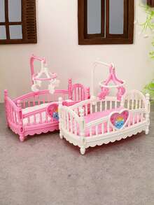 Doll Rocking Bed Decor Set, Realistic Furniture Series, Dollhouse Simulation Bedroom Rocking Bed Doll Accessory Set - Multicolor - View 3