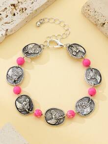 1 pieza Brazalete minimalista de aleación de turquesa con estilo vaquero occidental retro, unisex - Pulsera - Ver 5
