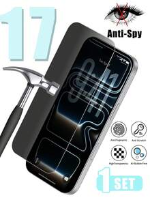 1 miếng - Miếng dán màn hình cường lực bảo vệ riêng tư cho iPhone 17 Pro Max, dễ dàng lắp đặt, độ cứng 9H, chống trầy xước, tương thích với ốp lưng điện thoại, phủ toàn màn hình, không bọt khí, phù hợp với 17 Pro Max/17 Pro/17 Air/17e/16 Pro Max/16 Pro/16 Plus/16e/16/15/14/13/12/11, phụ kiện thiết yếu cho cuộc sống hàng ngày và công việc văn phòng. - màu đen - Xem 1