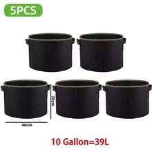 5 chậu trồng cây bằng vải, túi trồng cây dung tích 3/5/7/10 gallon, dùng để trồng rau, cà chua, dâu tây, khoai tây. - màu đen - Xem 10