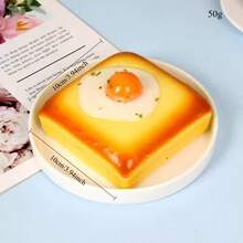 1pc Squeeze Fried Egg Toast Squishy Toy - Stress Relief Squeeze Toy - Cake - Realistic Food Model - Squeeze Bread - Stress Relief Toy - Slow Rebound - Birthday Gift - Perfect Gift - Gift - Collection Display - Multicolor - View 13
