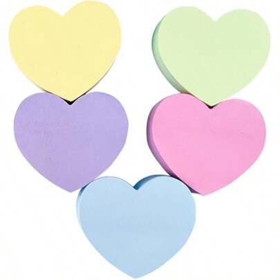 100/200pcs 7cm X 7cm Sticky Memo Notes - Heart Shaped Self-Adhesive, Cute Assorted Colors, Suitable For Office/Home/Baking/School