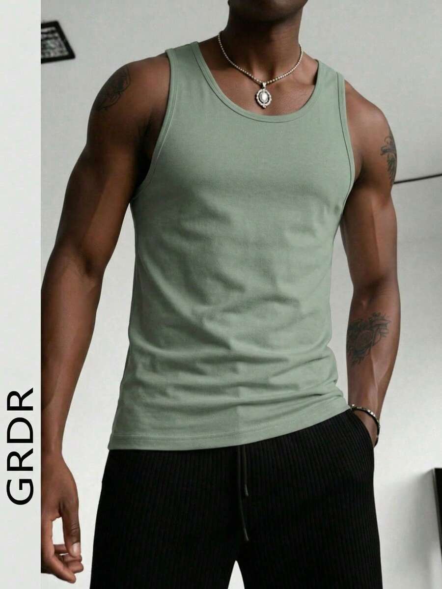 GRDR Men's Summer Casual Sleeveless Round Neck Tank Top