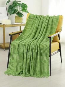 1pc Knitted Solid Color Bubble Yarn Blanket, Suitable For Bed, Sofa, Air-Conditioning, Nap, Office - Dark Grey - View 8