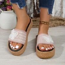 2026 New Round Toe Platform Sandals, Summer Bestseller Round Toe Platform Sandals With Bow, Round Toe Strap Sandals, Round Toe Platform Sandals, Round Toe Sandals, Non-Slip Platform Sandals - Beige - View 2