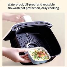 10pcs Air Fryer-Specific Tin Foil Bowl - Reusable - Home Oven Cake Pudding Cup Baking Mold Tin Foil Box - View 7