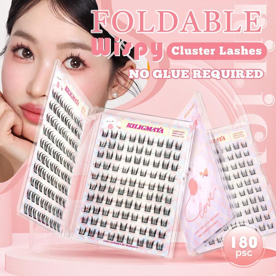180pcs D-Curl Anime Style Thin False Eyelashes, 8-16mm Mixed Length, Fluffy & Lengthening Individual Lashes, Suitable For Home Lash Extension - Black 5 - View 1