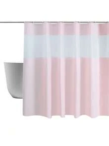 Solid Color Patchwork Shower Curtain, Waterproof Mildew-Proof Bathroom Partition Curtain With Hooks, No Drilling Required Shower Curtain - A - View 7