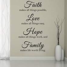 1pc Family Blessing Wall Sticker, Home Decor Wall Decal, Suitable For Living Room, Classroom, Back To School Supplies, Wall Sticker, Home Decor, Spring Decoration, Adds New Vitality To Home - Multicolor - View 3