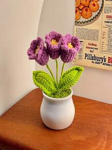 Flor de ganchillo, flores en maceta de nomeolvides de ganchillo tejido en rosa, blanco, azul, flores en maceta de girasol de ganchillo tejido, flores en maceta hechas a mano, flores de regalo para cumpleaños, boda, coche, decoración del hogar, plantas en maceta de flores de ganchillo hechas a mano - Multicolor - Ver 17