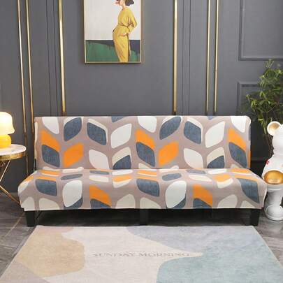 Diamond Shaped Geometric Pattern Sofa Bed Cover, With Skirt And Elastic All Inclusive Polyester Fiber Sofa Cover, Knitted Milk Silk, Suitable For All Seasons