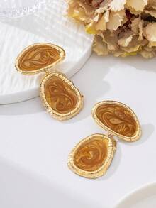 一套欧式夸张大理石纹首饰，包含耳环和项链，适合派对、舞会、海滩度假等场合。 - 棕色 - 查看 4