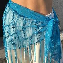 1件女款三角肚舞服裝 亮片裙式流蘇臀巾 腰圍圍巾 莎麗 Sari 風格 適合電音派對表演、節慶、派對、夜店、沙灘穿著與異國風服飾裝飾 - 彩色 - 查看 26